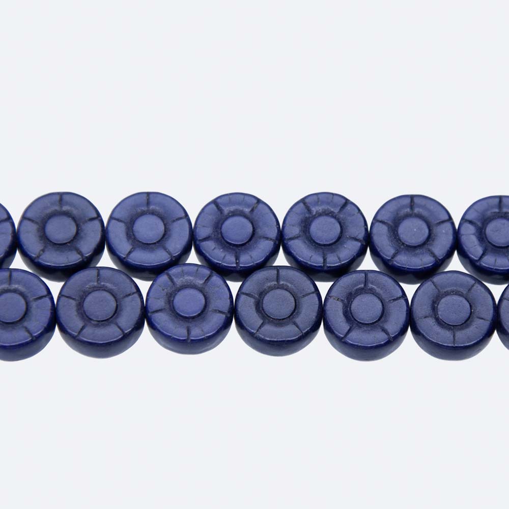 12ST612-LS: 12mm Lapis Magnesite Sunflower Beads 15.5"