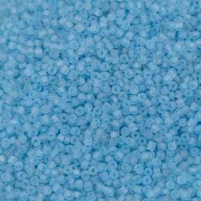 12SV100-38: Vintage Venetian Seed Bead Sq-H Tr Frosted Lt Blue 12/0