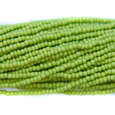 12SV100-40: Vintage Venetian Seed Bead Op Lime Green 12/0