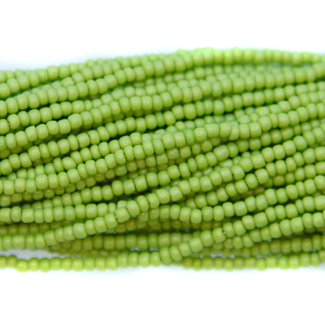 12SV100-40: Vintage Venetian Seed Bead Op Lime Green 12/0