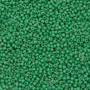 12SV100-41: Vintage Venetian Seed Bead Op Medium Green 12/0