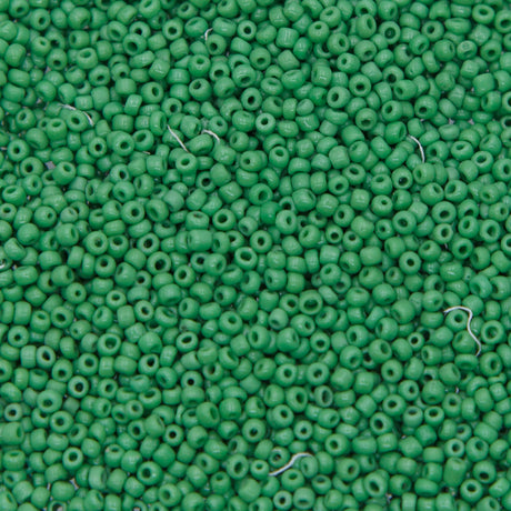 12SV100-41: Vintage Venetian Seed Bead Op Med Green 12/0