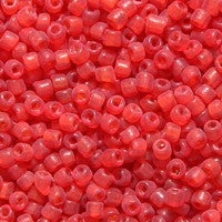 12SV236-7U: Vintage Venetian Seed Bead Transparent Red Orange Unfinished Square Hole 12/0 - 500 Grams