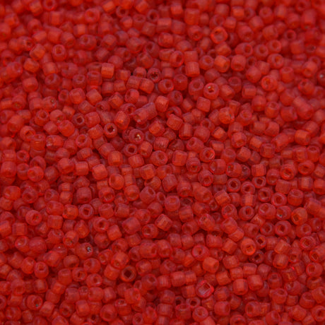 12SV236-7UR: Vin Venetian Seed Bead Trans Red Orange Unfinished SQ-HOLE 12/0-50GMs