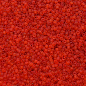 12SV236-8U: Vintage Venetian Seed Bead Transparent Red Orange #8 Unfinished Square Hole 12/0 - 500 Grams