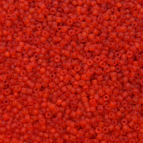 12SV236-8U: Vintage Venetian Seed Bead Transparent Red Orange #8 Unfinished Square Hole 12/0 - 500 Grams