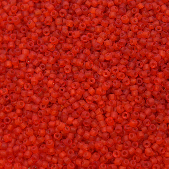 12SV236-8U: Vintage Venetian Seed Bead Transparent Red Orange #8 Unfinished Square Hole 12/0 - 500 Grams