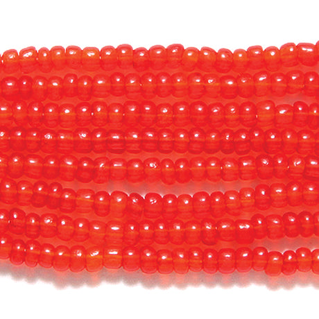12SV236-S: Vintage Venetian Seed Bead Transparent Red Orange #1 12/0 - 500 Grams