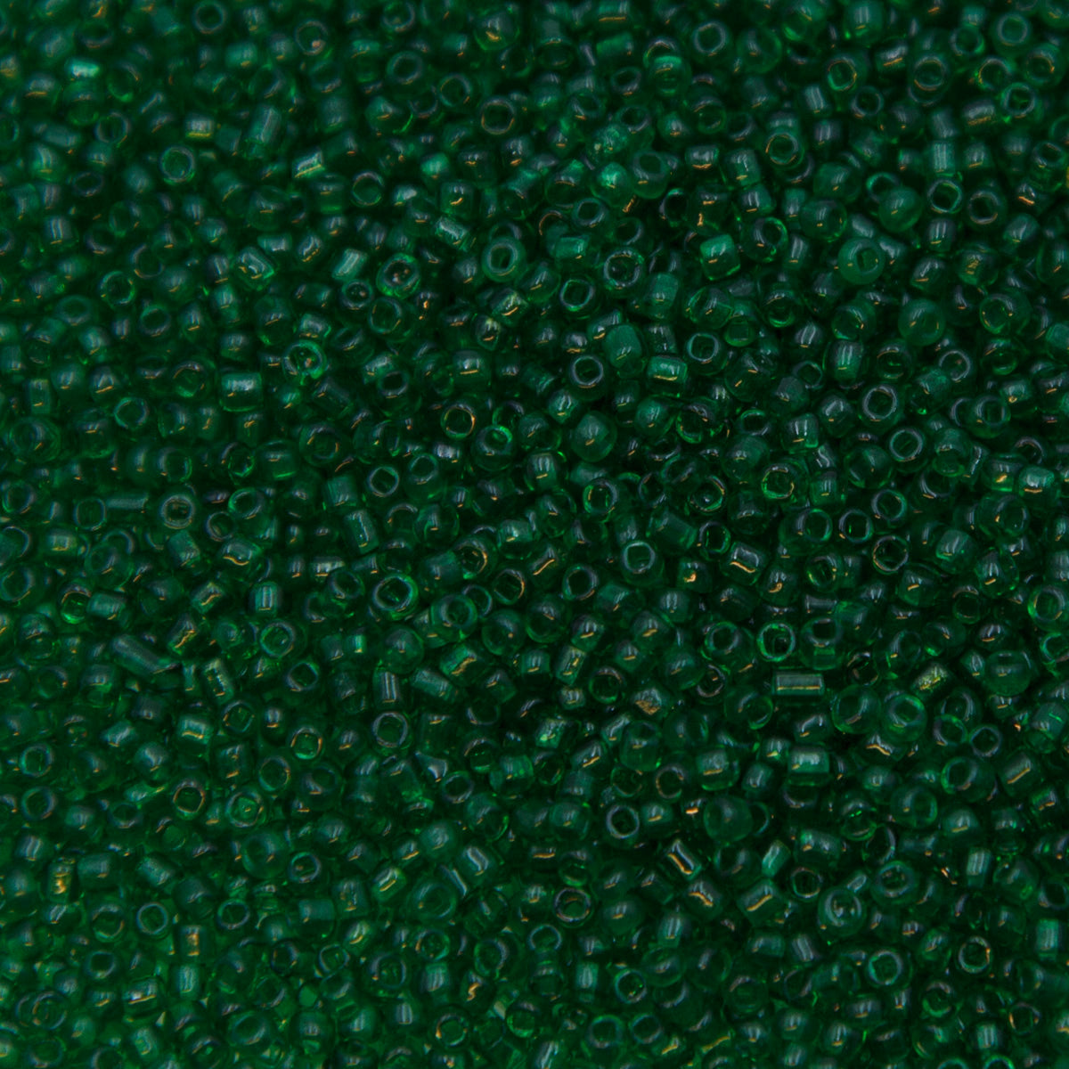 12SV284-1: Vintage Venetian Seed Bead Transparent Green #1 SQ Hole 12/0 - 1000GM