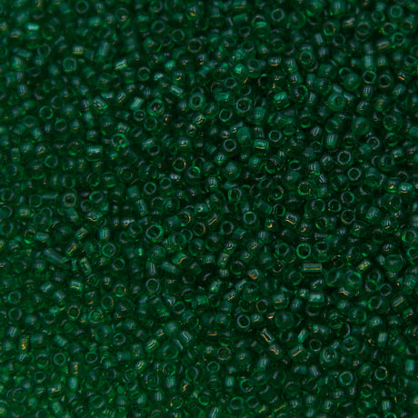 12SV284-1: Vintage Venetian Seed Bead Transparent Green #1 SQ Hole 12/0 - 1000GM