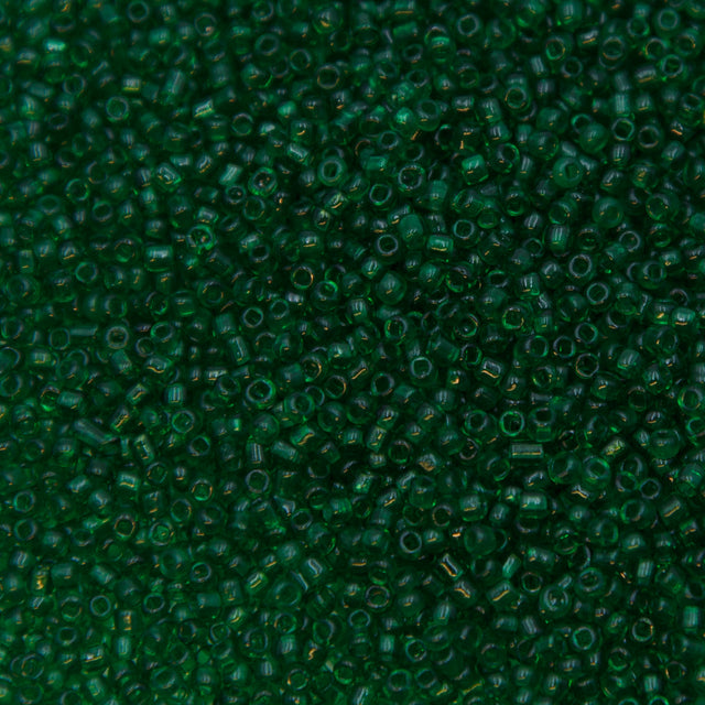 12SV284-1: Vintage Venetian Seed Bead Transparent Green #1 SQ Hole 12/0 - 1000GM