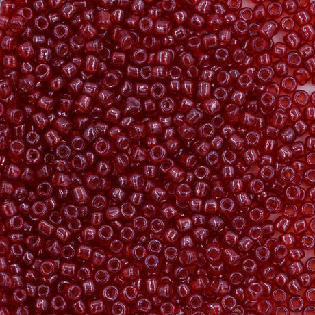 12SV347-T1Q: Antique Venetian 12/0 Seed Bead Transparent Luster Red #1 Square Hole - 10 Grams