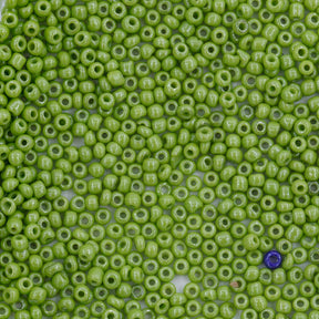 12SV383-1: Antique Venetian 12/0 Seed Bead Opaque Luster Yellow Green #1 - 10 Grams