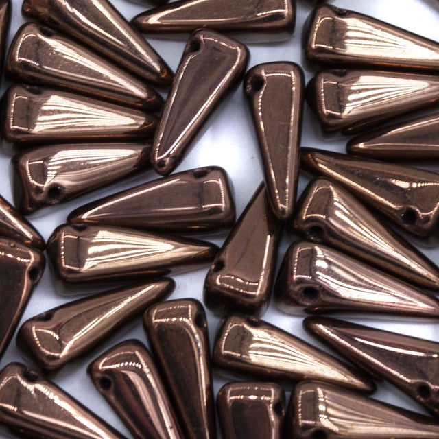 13DP556-C: Preciosa Ornela 6x13mm Jet Black Opaque Bronze Villa Beads