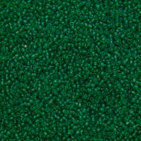 13SV284-3R: Vin Venetian Seed Bead Tr Green #4 13/0-50GMs