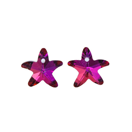 14CD294: Crystal Glass Star Fuchsia 14mm 12pc