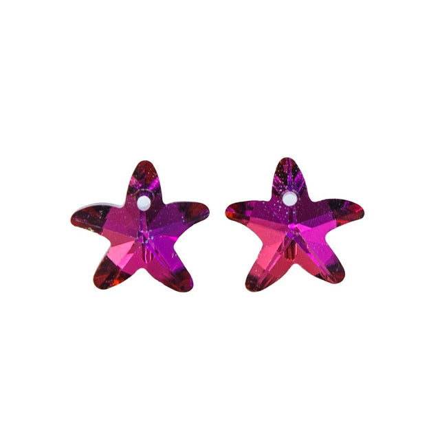 14CD294: Crystal Glass Star Fuchsia 14mm 12pc
