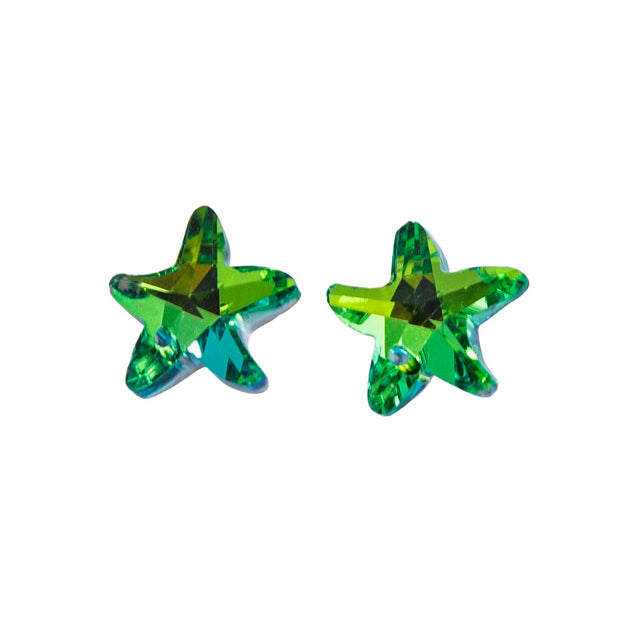 14CD584: Crystal Glass Plated Star Green AB 14mm 12pc