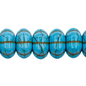14ST612-B: Magnesite Pumpkin Beads Blue 14x7mm 15.5"