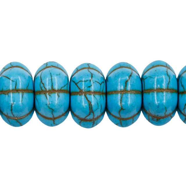 14ST612-B: Magnesite Pumpkin Beads Blue 14x7mm 15.5"