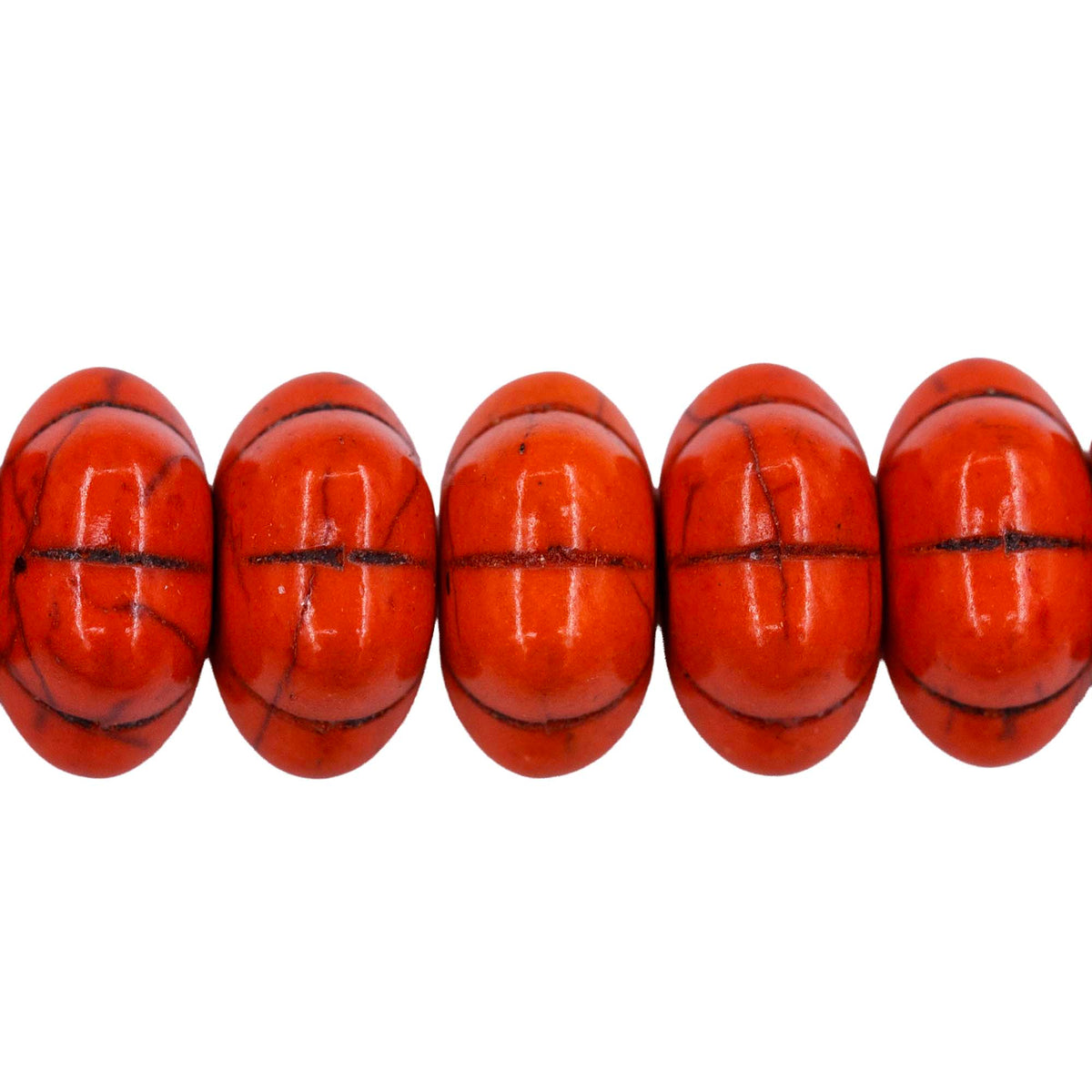 14ST612-O: Magnesite Pumpkin Beads Orange 14x7mm 15.5"