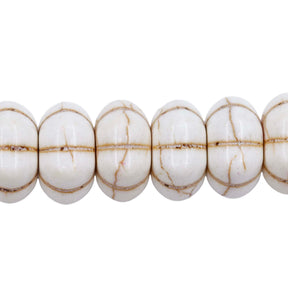 14ST612-W: Magnesite Pumpkin Beads White 14x7mm 15.5"