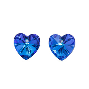 15CD564: Crystal Glass Heart Blue 14mm 12pc