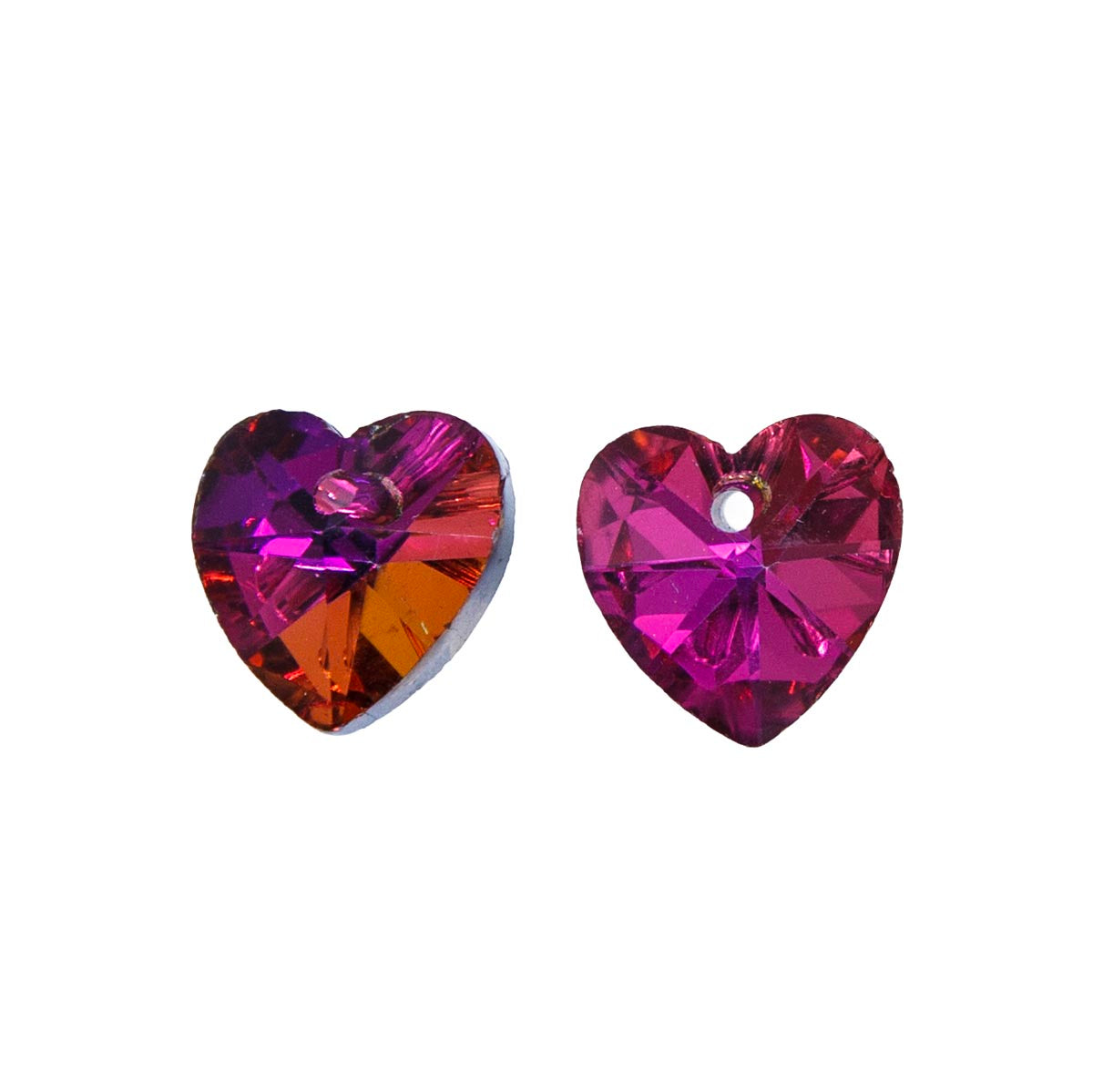 15CD894: Crystal Glass Heart Fuchsia 14mm 12pc