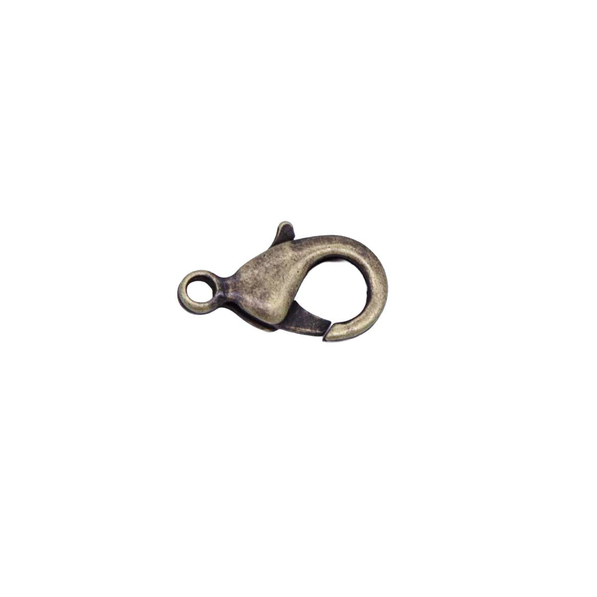 15FI142-AB: USA Made Brass Lobster Clasp Antique Brass 8x15mm 5Pc