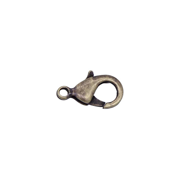 15FI142-AB: USA Made Brass Lobster Clasp Antique Brass 8x15mm 5Pc