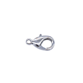 15FI142-IR: USA Made Brass Lobster Clasp Imitation Rhodium 8x15mm 5Pc
