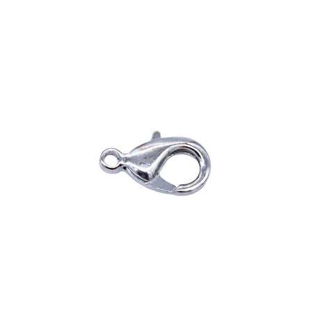 15FI142-IR: USA Made Brass Lobster Clasp Imitation Rhodium 8x15mm 5Pc