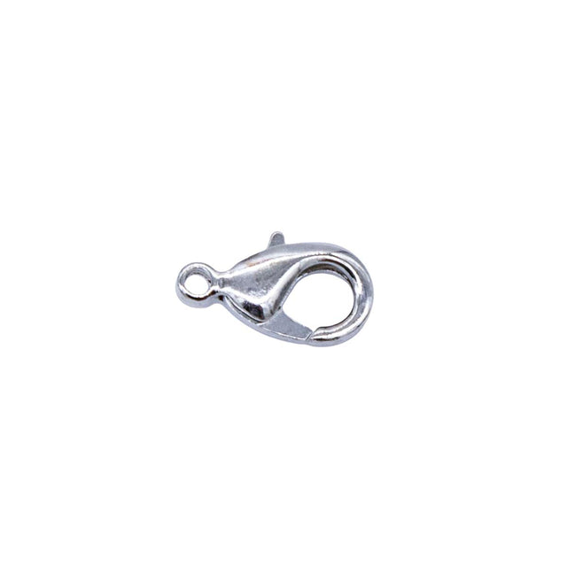 15FI142-IR: USA Made Brass Lobster Clasp Imitation Rhodium 8x15mm 5Pc