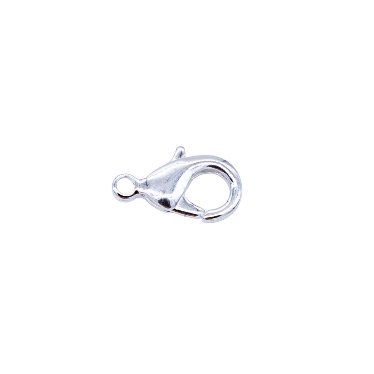 15FI142-S: USA Made Brass Lobster Clasp Silver Finish 8x15mm 5Pc