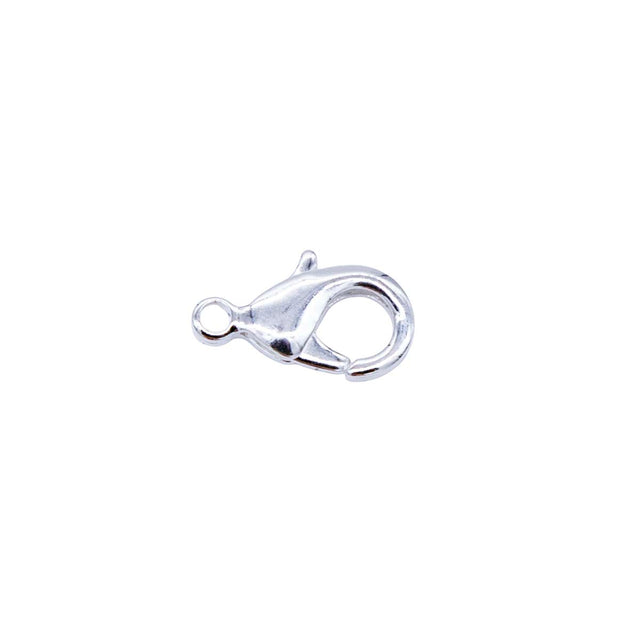 15FI142-S: USA Made Brass Lobster Clasp Silver Finish 8x15mm 5Pc