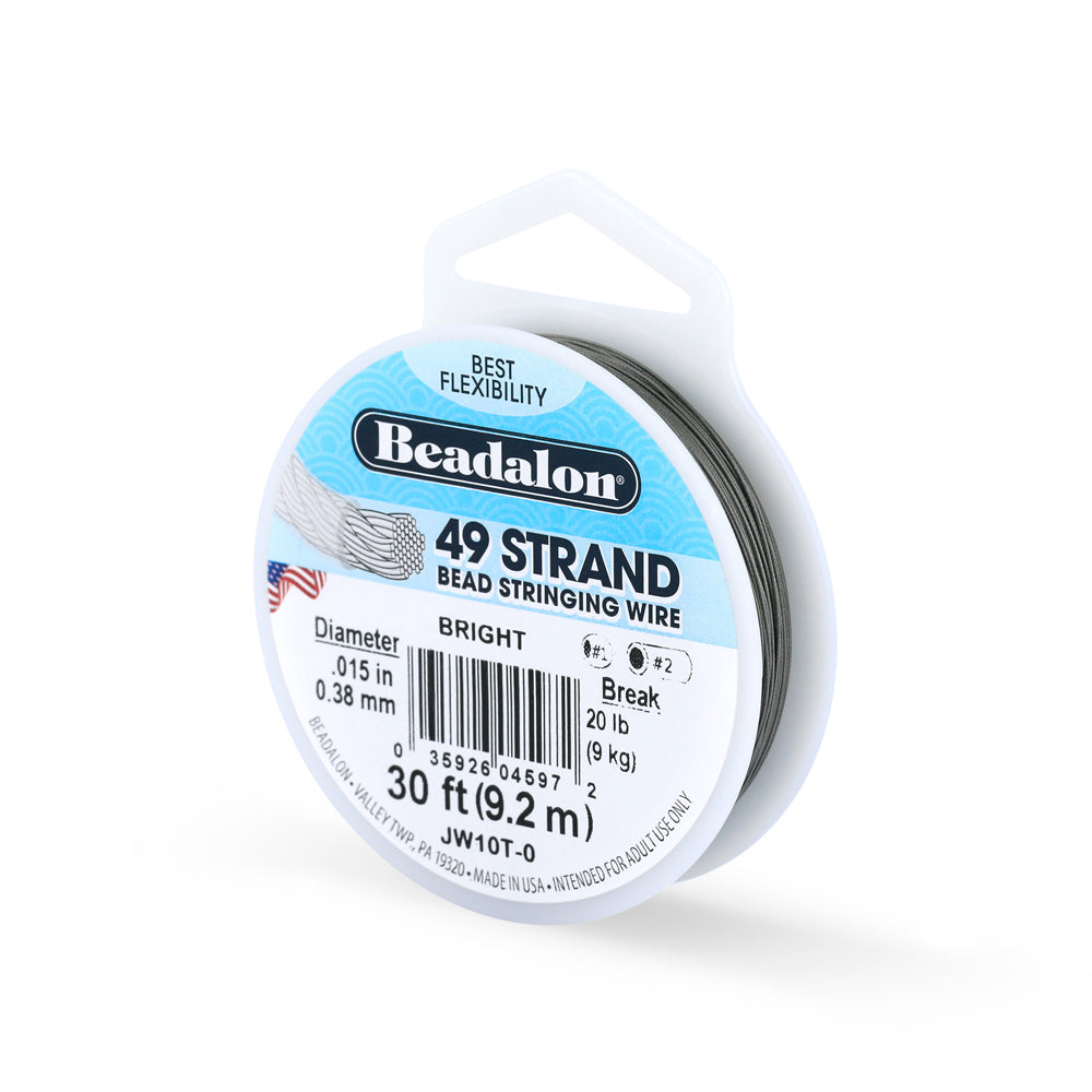 15FI294-30: Beadalon Bright Silver .015 49-strand 30 Feet Spool 1 Spool
