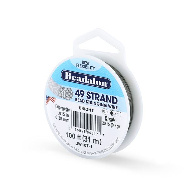15FI294-C: Beadalon Bright Silver .015 49-strand 100 Feet