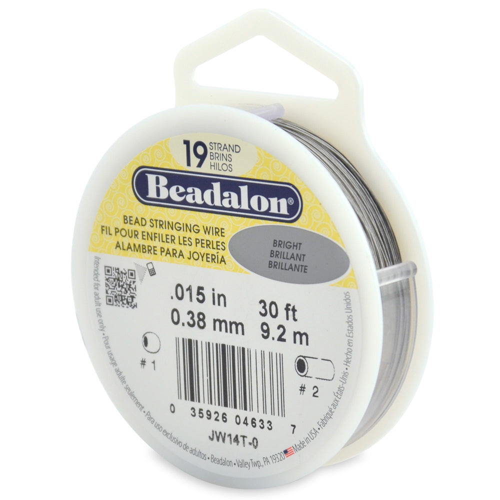 15FI295-30: Beadalon Silver .015 19-strand 30 Feet Spool 1 Spool