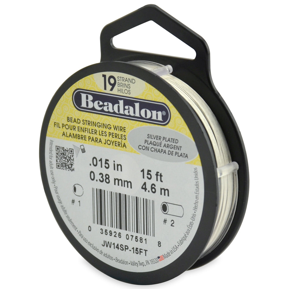 15FI296-SP15: Beadalon .015 19-strand Silver Plate 15 Feet Spool