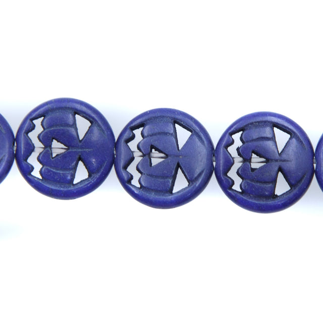 15ST50-DB: 15mm Lapis Magnesite Pumpkin Beads 15.5"