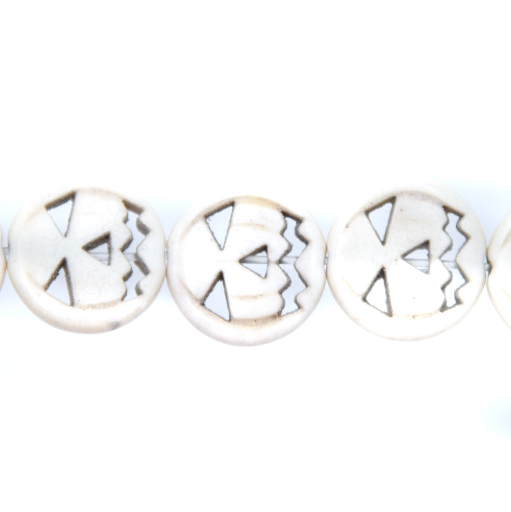 15ST50-T: 15mm White Magnesite Pumpkin Beads 15.5"
