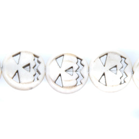 15ST50-T: 15mm White Magnesite Pumpkin Beads 15.5"