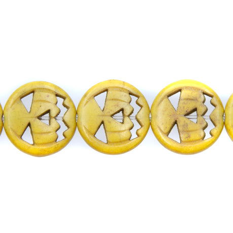 15ST50-Y: 15mm Yellow Magnesite Pumpkin Beads 15.5"
