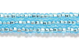 10SB462: CZ Seed Bead Silver Lined LT Aqua 10/0 5HK