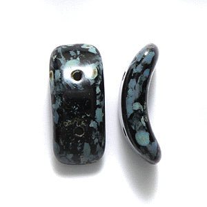 73HM109-52: CZ Bow Two Hole Marble On Black 3.5x15mm 120PC