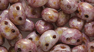 30CA214-94: CZ Candy Oval Two Hole Piccaso Pink 4x6mm 500PC