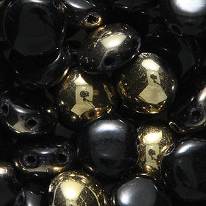 8CA109-51: CZ Candy Two Hole Black Half Amber Coated 8mm 500PC