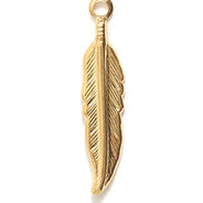 20FI650-G: Feather Charm Gold PLT 20mm-12PC