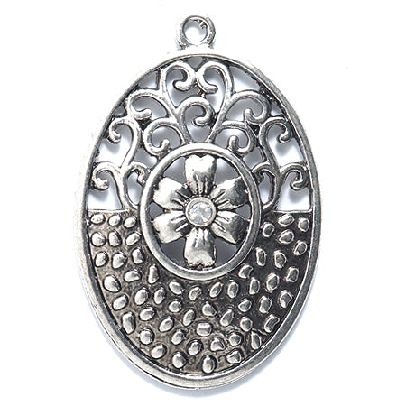 ME5718: Metal Filigree PNDNT Oval Flower R/S 25x38mm-4PC
