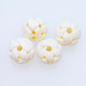 16BN114-WV: India Bone Carved Round White 16mm 4 Pc